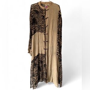 Antthony NY Original Plus Size Sheer Silky Tiger Print Duster Coverup Size 2X